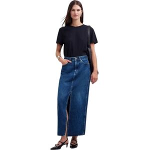 NWT Madewell Denim Maxi Skirt | Size 33 / 16 | Kincord Medium Wash | Front Slit
